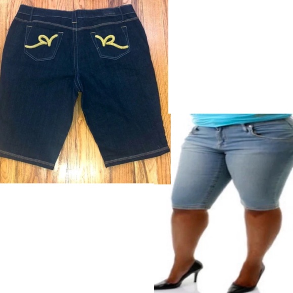 NWT Rocawear Denim Bermuda Dark Wash Reverse R LogoShorts20 PLUS SI…
